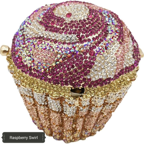 NWT Sparkling Bling Swarovski Crystal Rhinestone Cupcake Clutch Purse Ba…